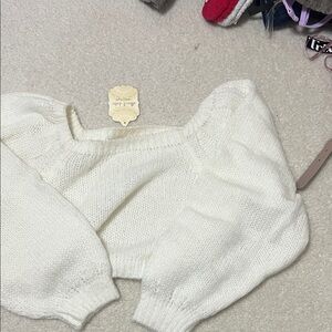 Altar'd State Off-the-Shoulder Sweater in White